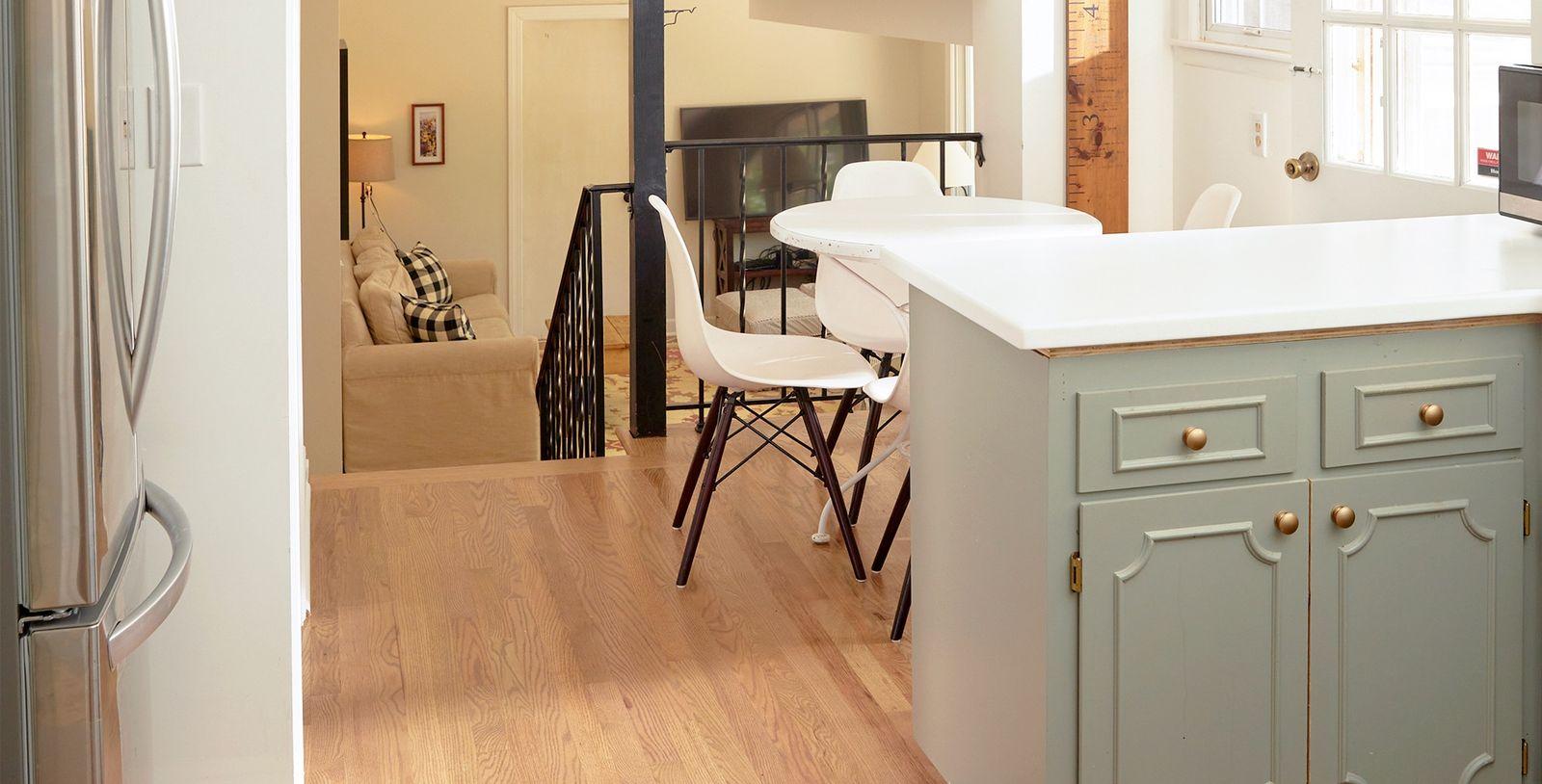 Finished hardwood floors in a bright Kansas City living room